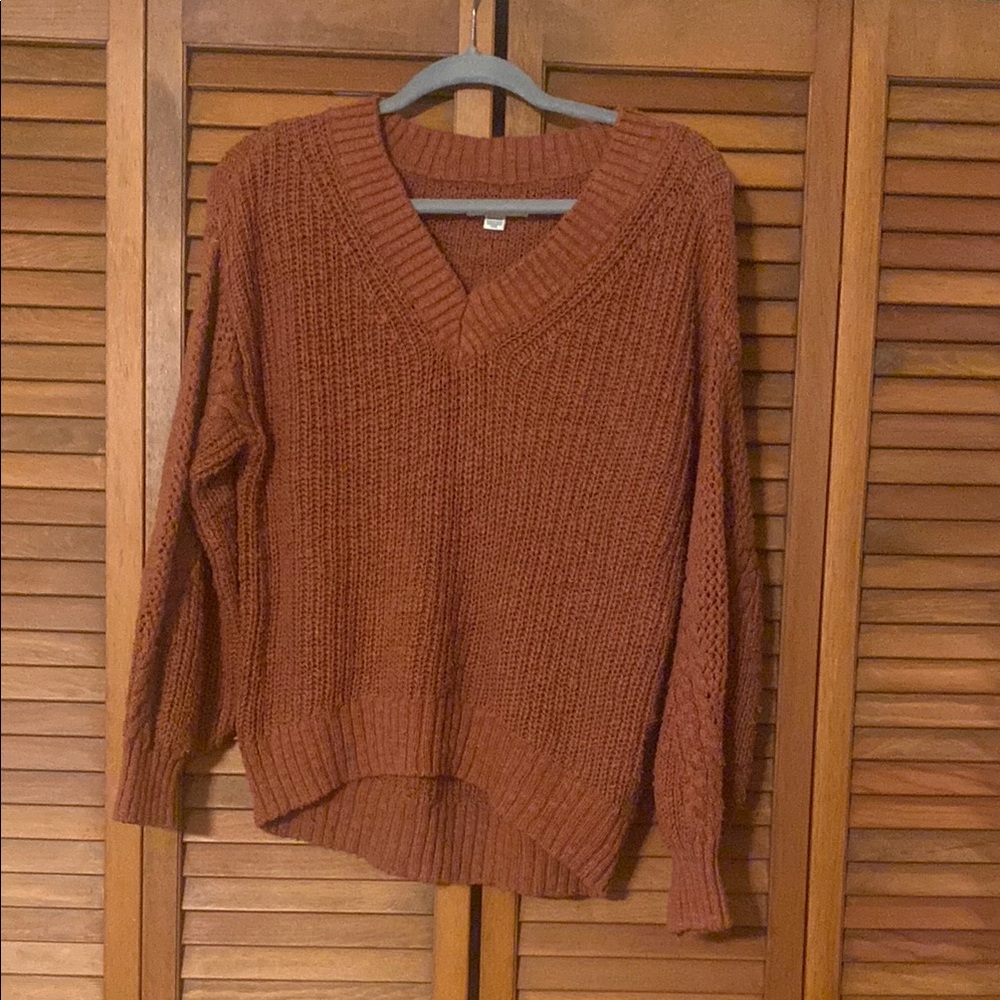 American Eagle Outfitters Brown V-Neck Sweater